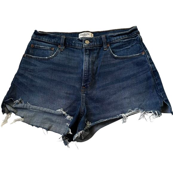 Abercrombie & Fitch Blue Curve Love Cut Off Denim Shorts Women's Size 31| 5-15-3 - Picture 1 of 6